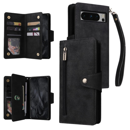 Rivet Buckle 9 Cards Three Fold Leather Phone Case, For Google Pixel 10a, For Google Pixel 10 Pro XL / 9 Pro XL, For Google Pixel 10 / 10 Pro, For Google Pixel 9a, For Google Pixel 9 Pro, For Google Pixel 9, For Google Pixel 8a, For Google Pixel 8 Pro ...