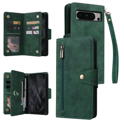 Rivet Buckle 9 Cards Three Fold Leather Phone Case, For Google Pixel 10a, For Google Pixel 10 Pro XL / 9 Pro XL, For Google Pixel 10 / 10 Pro, For Google Pixel 9a, For Google Pixel 9 Pro, For Google Pixel 9, For Google Pixel 8a, For Google Pixel 8 Pro ...