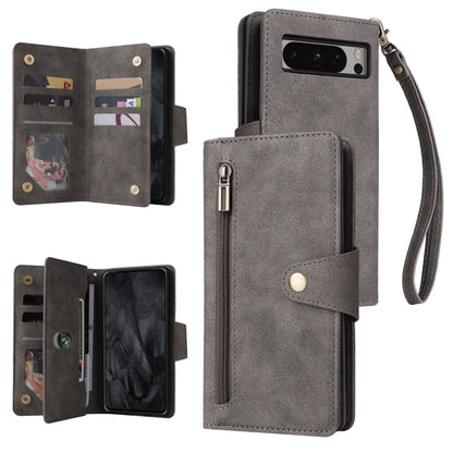 Rivet Buckle 9 Cards Three Fold Leather Phone Case, For Google Pixel 10a, For Google Pixel 10 Pro XL / 9 Pro XL, For Google Pixel 10 / 10 Pro, For Google Pixel 9a, For Google Pixel 9 Pro, For Google Pixel 9, For Google Pixel 8a, For Google Pixel 8 Pro ...