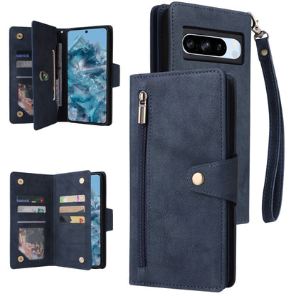Rivet Buckle 9 Cards Three Fold Leather Phone Case, For Google Pixel 10a, For Google Pixel 10 Pro XL / 9 Pro XL, For Google Pixel 10 / 10 Pro, For Google Pixel 9a, For Google Pixel 9 Pro, For Google Pixel 9, For Google Pixel 8a, For Google Pixel 8 Pro ...