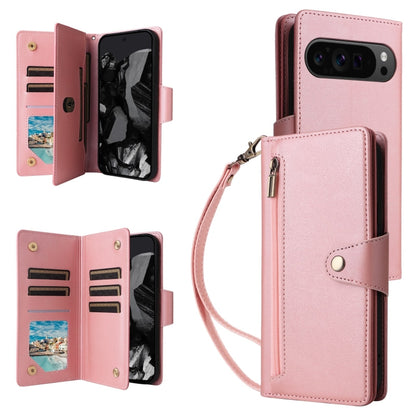 Rivet Buckle 9 Cards Three Fold Leather Phone Case, For Google Pixel 10a, For Google Pixel 10 Pro XL / 9 Pro XL, For Google Pixel 10 / 10 Pro, For Google Pixel 9a, For Google Pixel 9 Pro, For Google Pixel 9, For Google Pixel 8a, For Google Pixel 8 Pro ...
