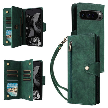 Rivet Buckle 9 Cards Three Fold Leather Phone Case, For Google Pixel 10a, For Google Pixel 10 Pro XL / 9 Pro XL, For Google Pixel 10 / 10 Pro, For Google Pixel 9a, For Google Pixel 9 Pro, For Google Pixel 9, For Google Pixel 8a, For Google Pixel 8 Pro ...