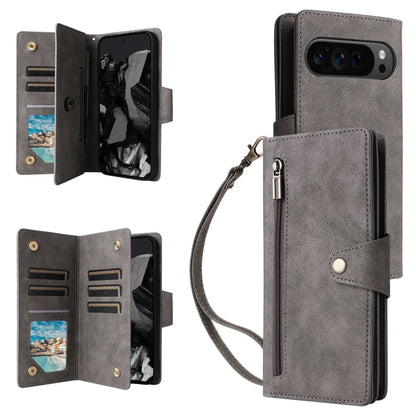Rivet Buckle 9 Cards Three Fold Leather Phone Case, For Google Pixel 10a, For Google Pixel 10 Pro XL / 9 Pro XL, For Google Pixel 10 / 10 Pro, For Google Pixel 9a, For Google Pixel 9 Pro, For Google Pixel 9, For Google Pixel 8a, For Google Pixel 8 Pro ...
