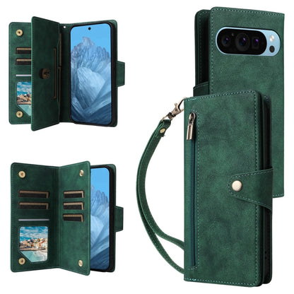 Rivet Buckle 9 Cards Three Fold Leather Phone Case, For Google Pixel 10a, For Google Pixel 10 Pro XL / 9 Pro XL, For Google Pixel 10 / 10 Pro, For Google Pixel 9a, For Google Pixel 9 Pro, For Google Pixel 9, For Google Pixel 8a, For Google Pixel 8 Pro ...