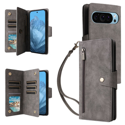 Rivet Buckle 9 Cards Three Fold Leather Phone Case, For Google Pixel 10a, For Google Pixel 10 Pro XL / 9 Pro XL, For Google Pixel 10 / 10 Pro, For Google Pixel 9a, For Google Pixel 9 Pro, For Google Pixel 9, For Google Pixel 8a, For Google Pixel 8 Pro ...