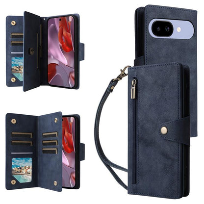 Rivet Buckle 9 Cards Three Fold Leather Phone Case, For Google Pixel 10a, For Google Pixel 10 Pro XL / 9 Pro XL, For Google Pixel 10 / 10 Pro, For Google Pixel 9a, For Google Pixel 9 Pro, For Google Pixel 9, For Google Pixel 8a, For Google Pixel 8 Pro ...
