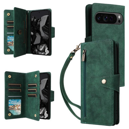 Rivet Buckle 9 Cards Three Fold Leather Phone Case, For Google Pixel 10a, For Google Pixel 10 Pro XL / 9 Pro XL, For Google Pixel 10 / 10 Pro, For Google Pixel 9a, For Google Pixel 9 Pro, For Google Pixel 9, For Google Pixel 8a, For Google Pixel 8 Pro ...