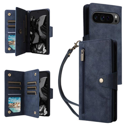 Rivet Buckle 9 Cards Three Fold Leather Phone Case, For Google Pixel 10a, For Google Pixel 10 Pro XL / 9 Pro XL, For Google Pixel 10 / 10 Pro, For Google Pixel 9a, For Google Pixel 9 Pro, For Google Pixel 9, For Google Pixel 8a, For Google Pixel 8 Pro ...