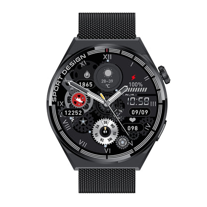 HDT MAX 1.60 inch Black Dial Milan Steel Band IP68 Waterproof Smart Watch Support Bluetooth Call, Black Dial Milan Steel Band