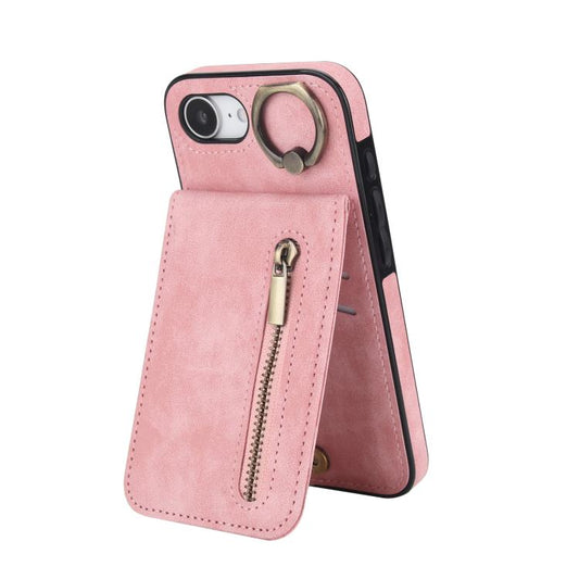 Retro Ring and Zipper RFID Card Slot Phone Case, For iPhone 17e / 16e, For iPhone 17 Pro Max, For iPhone 17 Pro, For iPhone 17, For iPhone Air, For iPhone 16 Pro Max, For iPhone 16 Pro, For iPhone 16 Plus, For iPhone 16, For iPhone 15 Pro Max          ...