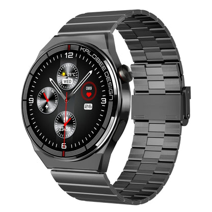 1.3 inch Bamboo Steel Band IP68 Waterproof Smart Watch Support Bluetooth Call, Silver Steel Band, Black Steel Band