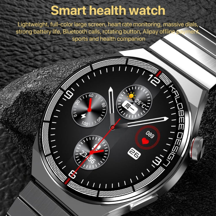 1.3 inch Bamboo Steel Band IP68 Waterproof Smart Watch Support Bluetooth Call, Silver Steel Band, Black Steel Band