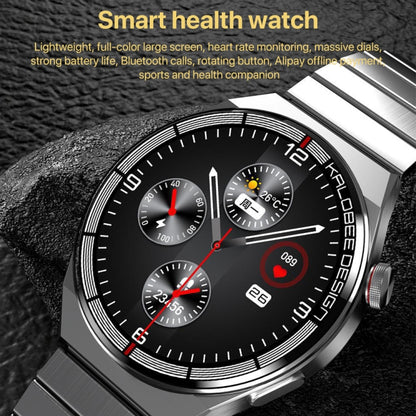 1.3 inch Bamboo Steel Band IP68 Waterproof Smart Watch Support Bluetooth Call, Silver Steel Band, Black Steel Band