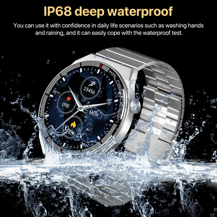 1.3 inch Bamboo Steel Band IP68 Waterproof Smart Watch Support Bluetooth Call, Silver Steel Band, Black Steel Band