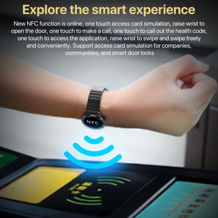 1.3 inch Bamboo Steel Band IP68 Waterproof Smart Watch Support Bluetooth Call, Silver Steel Band, Black Steel Band