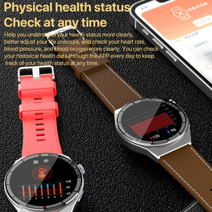 1.3 inch Bamboo Steel Band IP68 Waterproof Smart Watch Support Bluetooth Call, Silver Steel Band, Black Steel Band