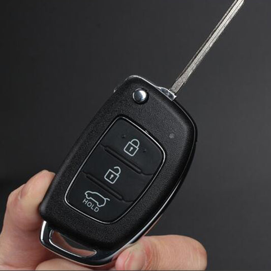 For Hyundai 3-button Folding Car Key Shell with Silver Metal Edge, For Hyundai 3-button