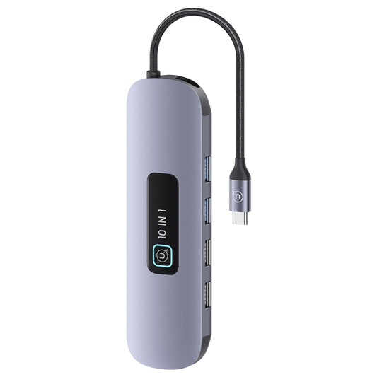USAMS US-SJ644 PD100W 10 in 1 Aluminum Alloy Multifunctional Type-C HUB with Light, 10 in 1