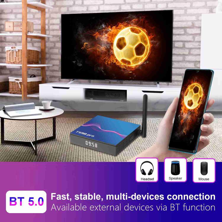 TX98 Pro 4K Ultra HD Android 14.0 Smart TV Box with Remote Control, Allwinner H618 Quad-Core