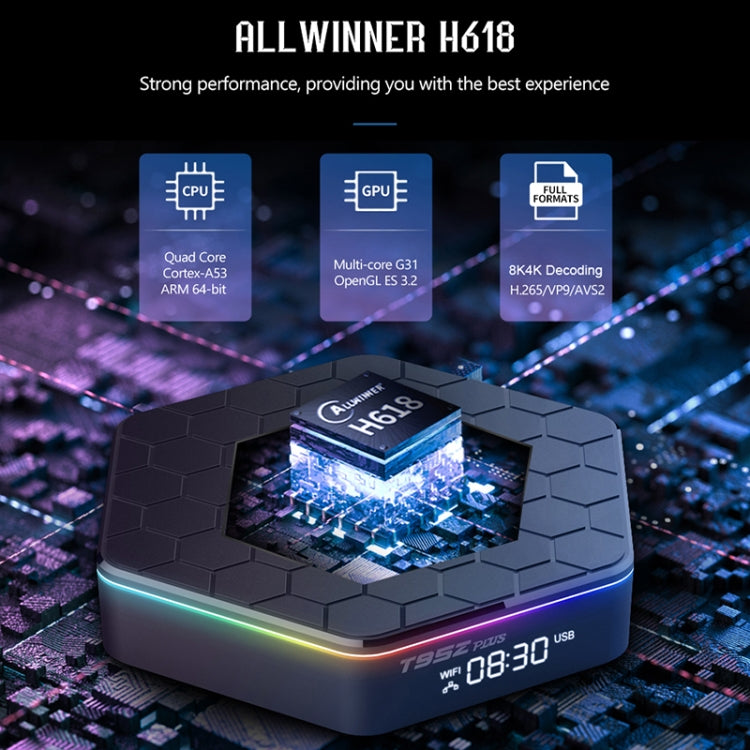 T95Z Plus 8K WiFi6 Android 12.0 Smart TV Box with Remote Control, Allwinner H618 Quad-Core, 2GB+16GB, 4GB+32GB, 4GB+64GB, 4GB+128GB