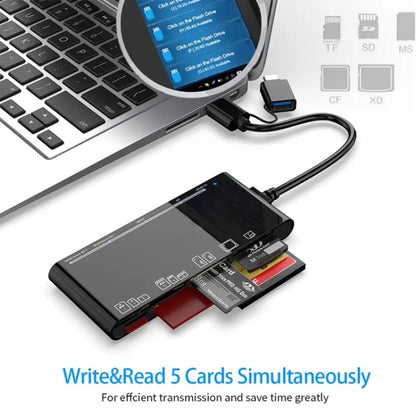 Lecteur de cartes multifonction CR7 USB3.0 + Type-C 7 en 1 (CF / XD / MS / SD / TF), USB3.0 + Type-C