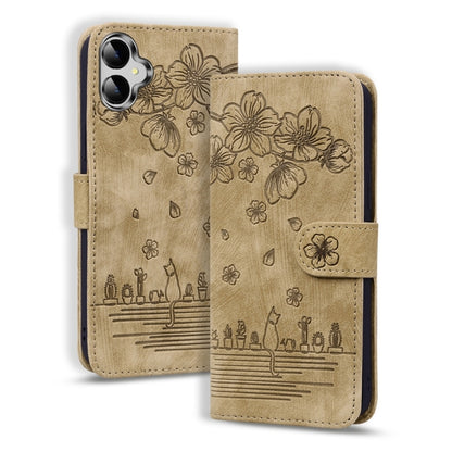 Cartoon Sakura Cat Embossed Leather Phone Case, For Samsung Galaxy A57 5G, For Samsung Galaxy A37 5G, For Samsung Galaxy A56 / A36, For Samsung Galaxy A26 / A16 5G, For Samsung Galaxy A55 5G, For Samsung Galaxy A35 5G, For Samsung Galaxy A15           ...