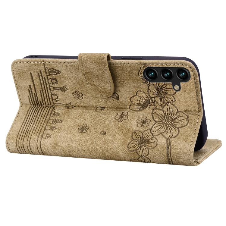 Cartoon Sakura Cat Embossed Leather Phone Case, For Samsung Galaxy A57 5G, For Samsung Galaxy A37 5G, For Samsung Galaxy A56 / A36, For Samsung Galaxy A26 / A16 5G, For Samsung Galaxy A55 5G, For Samsung Galaxy A35 5G, For Samsung Galaxy A15           ...