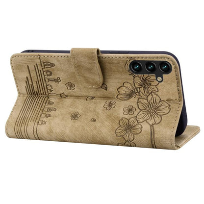 Cartoon Sakura Cat Embossed Leather Phone Case, For Samsung Galaxy A57 5G, For Samsung Galaxy A37 5G, For Samsung Galaxy A56 / A36, For Samsung Galaxy A26 / A16 5G, For Samsung Galaxy A55 5G, For Samsung Galaxy A35 5G, For Samsung Galaxy A15           ...