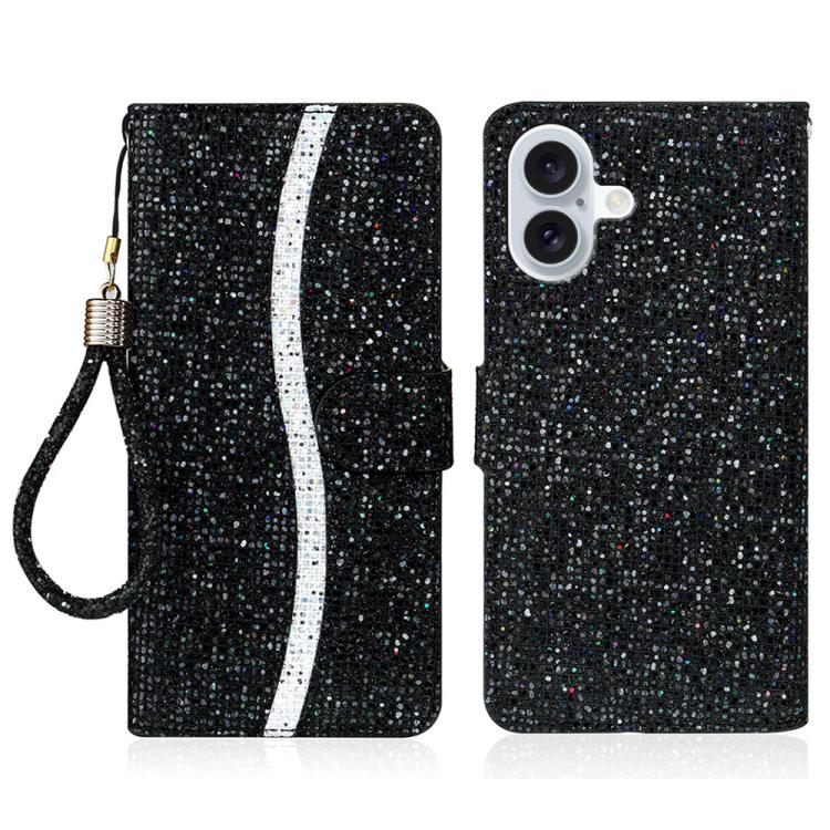 Glitter Powder Filp Leather Phone Case, For iPhone 17e / 16e, For iPhone 17 Pro Max, For iPhone 17 Pro, For iPhone 17, For iPhone Air, For iPhone 16 Pro Max, For iPhone 16 Pro, For iPhone 16 Plus, For iPhone 16, For iPhone 15 Pro Max, For iPhone 15 Pro...