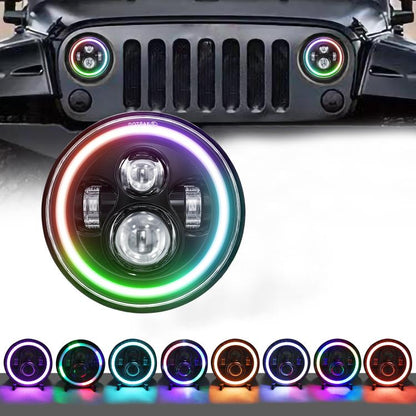 C0090 7 inch Car Colorful Round Angel Eye Headlight, C0090