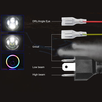 C0090 7 inch Car Colorful Round Angel Eye Headlight, C0090