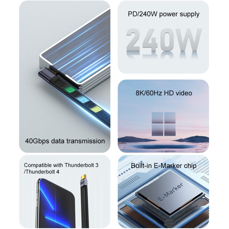 240W 40Gbps USB-C / Type-C Male to USB-C / Type-C Male Flexible Board Data Cable, Type-C Male to Type-C Male Side Bend, Type-C Male to Type-C Male 3D Bend, Type-C Male to Type-C Male Middle Bend