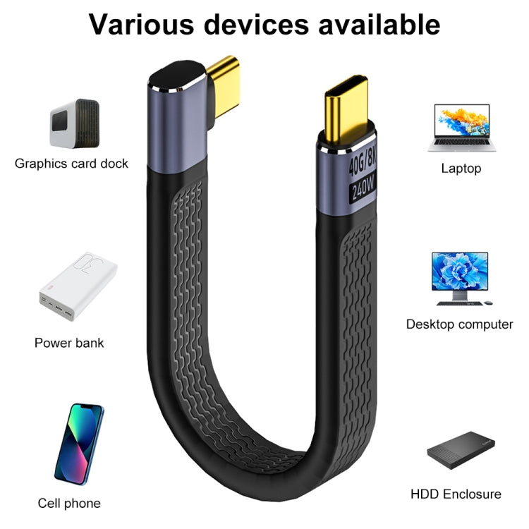 240W 40Gbps USB-C / Type-C Male to USB-C / Type-C Male Flexible Board Data Cable, Type-C Male to Type-C Male Side Bend, Type-C Male to Type-C Male 3D Bend, Type-C Male to Type-C Male Middle Bend