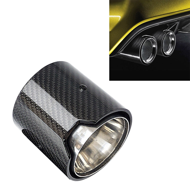 Car Modified MP Exhaust Pipe Glossy 90mm Carbon Fiber Short Tail Throat for BMW 3 Series, 63mm