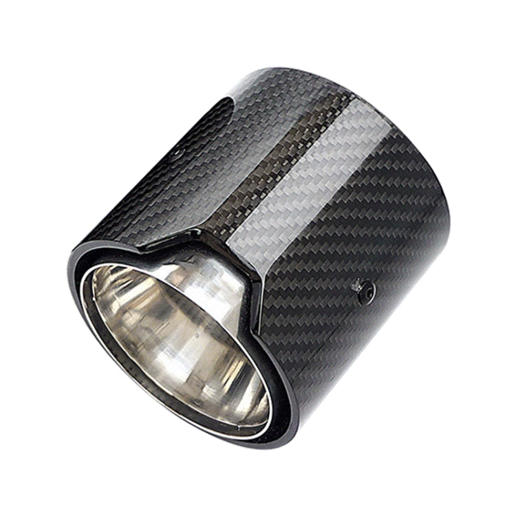 Car Modified MP Exhaust Pipe Glossy 90mm Carbon Fiber Short Tail Throat for BMW 3 Series, 63mm