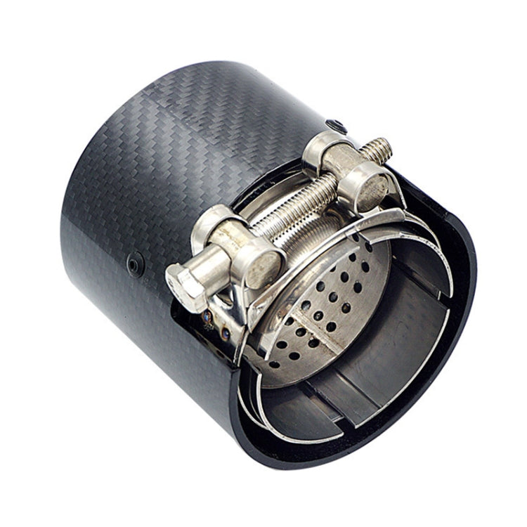 Car Modified MP Exhaust Pipe Glossy 90mm Carbon Fiber Short Tail Throat for BMW 3 Series, 63mm