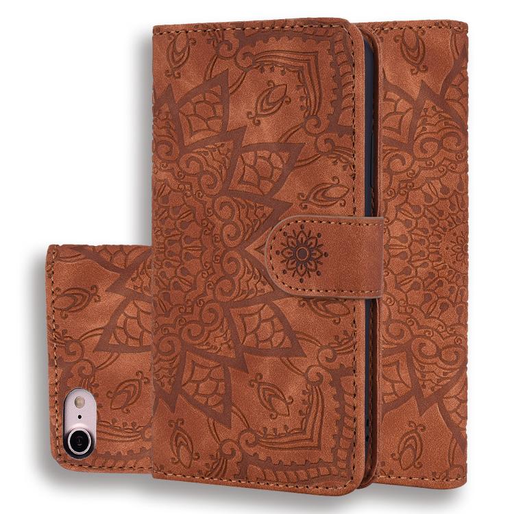 Mandala Embossed Dual-Fold Calf Leather Phone Case