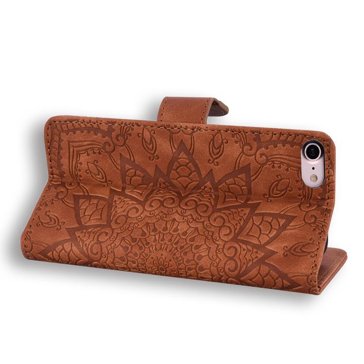 Mandala Embossed Dual-Fold Calf Leather Phone Case, For iPhone 17e / 16e, For iPhone 17 Pro Max, For iPhone 17 Pro, For iPhone 17, For iPhone Air, For iPhone 16 Pro, For iPhone 16 Pro Max, For iPhone 16 Plus, For iPhone 16, For iPhone 15 Pro Max       ...