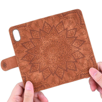 Mandala Embossed Dual-Fold Calf Leather Phone Case, For iPhone 17e / 16e, For iPhone 17 Pro Max, For iPhone 17 Pro, For iPhone 17, For iPhone Air, For iPhone 16 Pro, For iPhone 16 Pro Max, For iPhone 16 Plus, For iPhone 16, For iPhone 15 Pro Max       ...