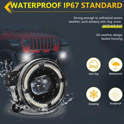 Y5 4 inch 1 Pair Light Guide Single Lens Fog Light, For Jeep Wrangler JK 2 Door 2007-2015