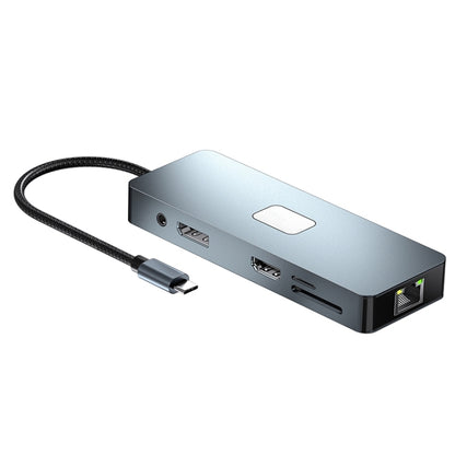 BYL-2309 Type-C to HDMI 4K 60Hz + DP HD + VGA + RJ47 + USB3.2 + Audio 3.5mm + PD100W + SD + TF Docking Station HUB, BYL-2309