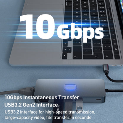 BYL-2309 Type-C to HDMI 4K 60Hz + DP HD + VGA + RJ47 + USB3.2 + Audio 3.5mm + PD100W + SD + TF Docking Station HUB, BYL-2309