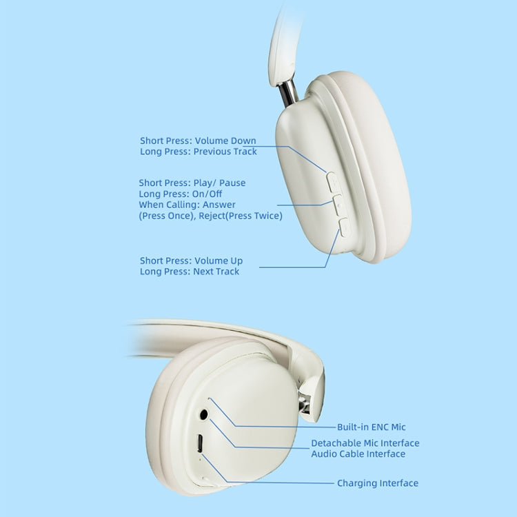 T1 Foldable Phone Audio ENC Noise Reduction Wireless Gaming Headphones with Mic, T1