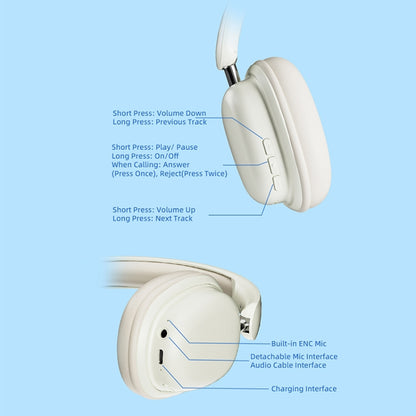T1 Foldable Phone Audio ENC Noise Reduction Wireless Gaming Headphones with Mic, T1