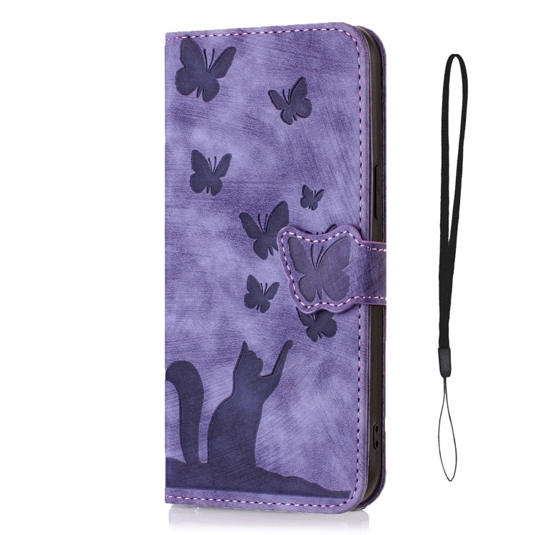 Butterfly Cat Embossing Flip Leather Phone Case