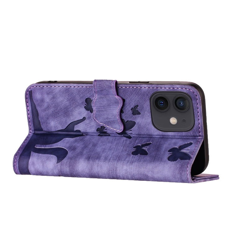 Butterfly Cat Embossing Flip Leather Phone Case