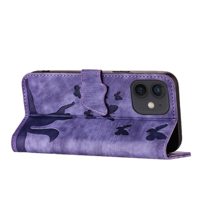Butterfly Cat Embossing Flip Leather Phone Case