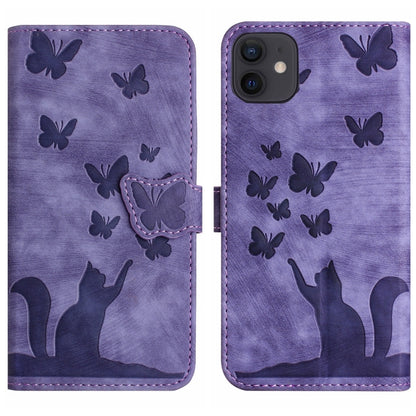 Butterfly Cat Embossing Flip Leather Phone Case