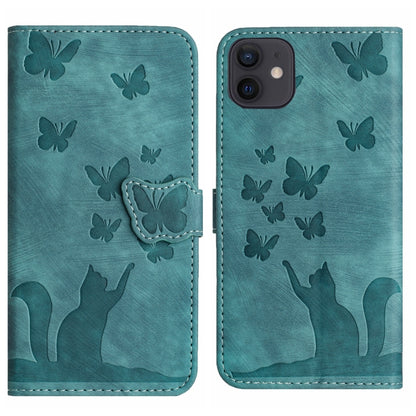 Butterfly Cat Embossing Flip Leather Phone Case