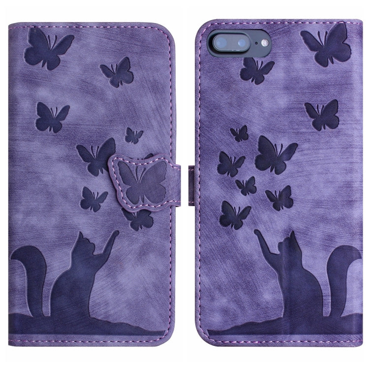 Butterfly Cat Embossing Flip Leather Phone Case